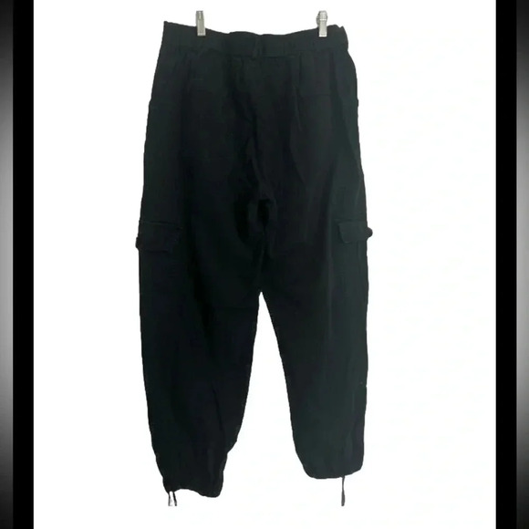 LOLOCCI Women’s Cotton Cargo Drawstring High Waisted Ankle Cuffs Joggers Blck XL - Picture 4 of 7